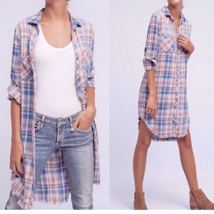 Anthropologie cloth & stone Plaid  Button Down Shirt Dress XS